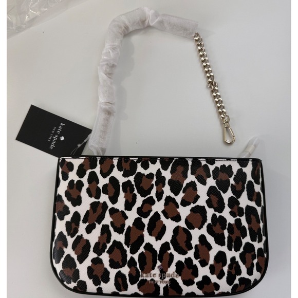 Kate Spade New York Handbags - Kate Spade Madison Collection Spotted Leopard Pochette Cream Multi Shoulder Bag